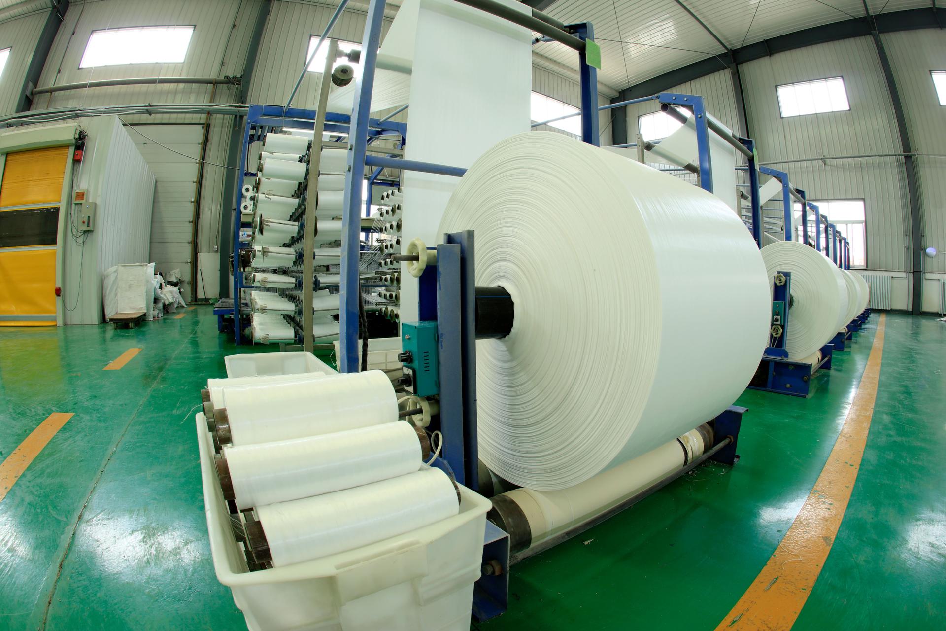 The production workshop of woven belt, A factory workshop where textile belts are produced