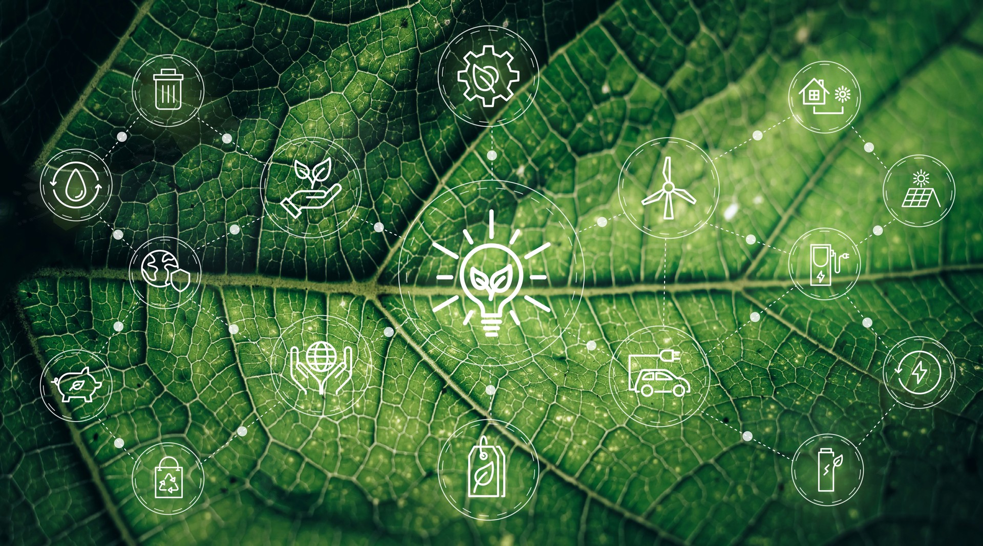 Sustainable business or green business vector illustration background with connection icon concept related to environmentally friendly environmental icon set. Web and Social Header Banners for ESG.