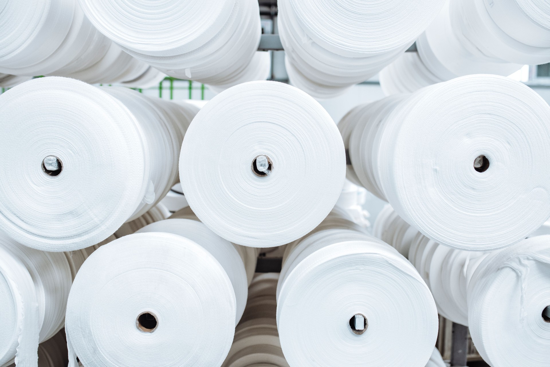 Weaving machines of the factories. Production of textiles